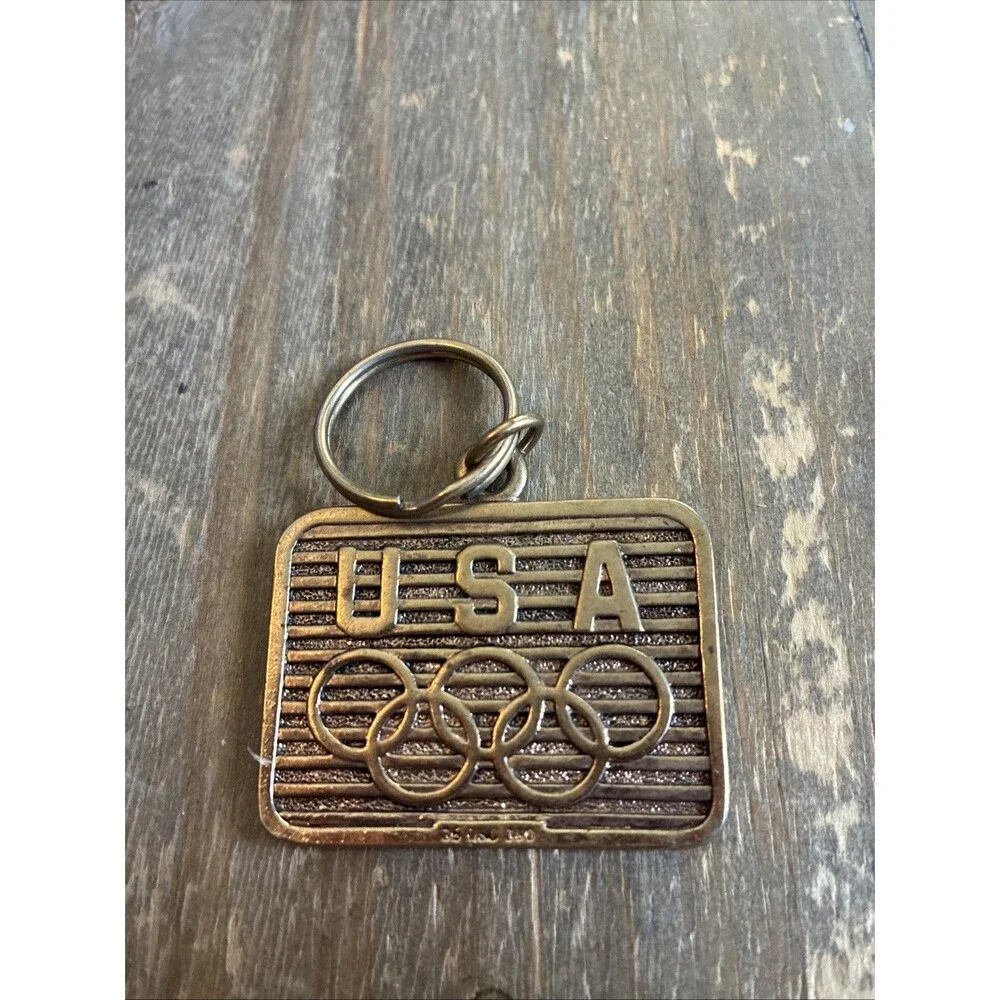 Brass USA United States Olympic Games Souvenir Keyring Double Sided